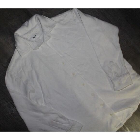 MATE THE LABEL WOMEN'S TEXTURED ORGANIC COTTON LS BUTTON DOWN SHIRT WHITE S NEW - Picture 5 of 7